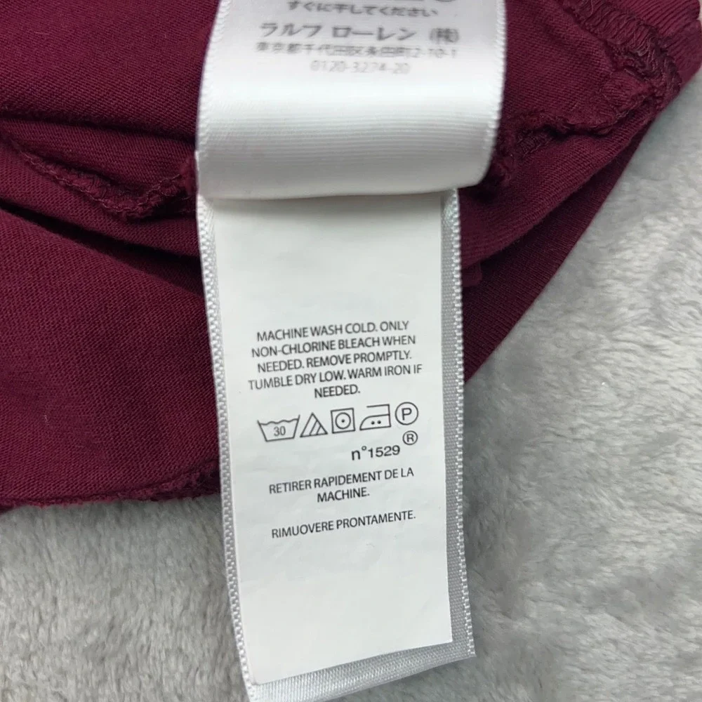 POLO RALPH LAUREN Jersey Hooded T-Shirt Mens Large Burgundy Long Sleeve Pony Tee